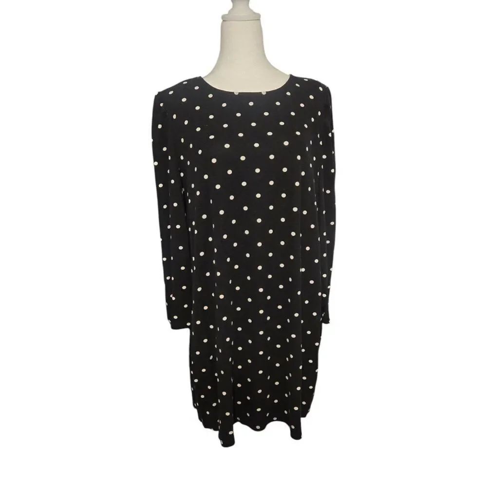 Old Navy Women's Size XL Black White Polka Dot Above Knee Shift Dress